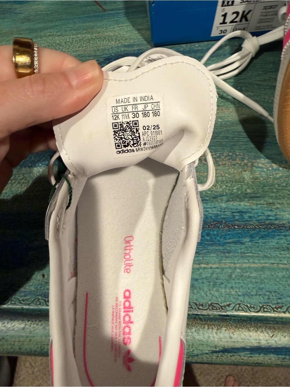 adidas Kids Samba OG White Pink with Gum Sole - Picture 5 of 5